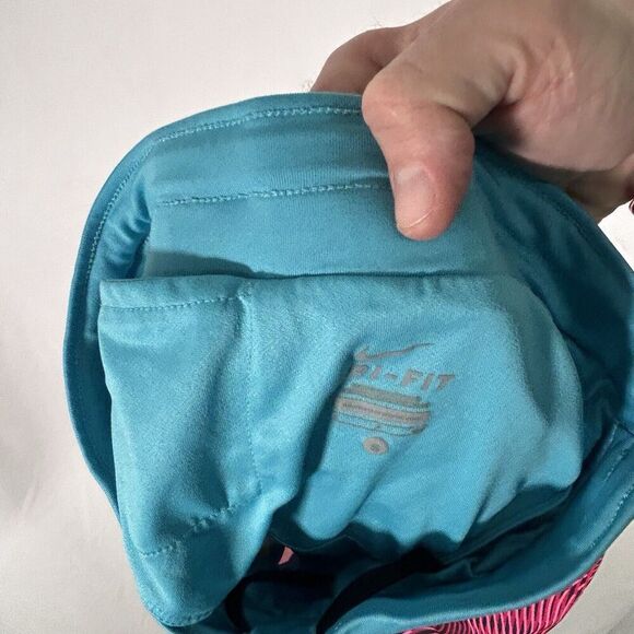 Nike Runnning Shorts Girls Small Pink Striped Drawstring Pull On Dri-Fit Lined - Picture 5 of 6